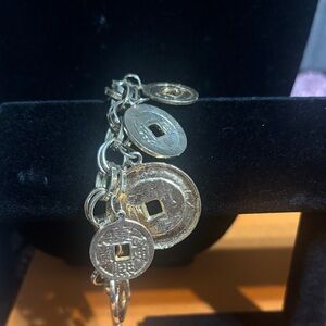Pre owned Fashion:Elegant Gold and Silver Coin Charm Bracelet